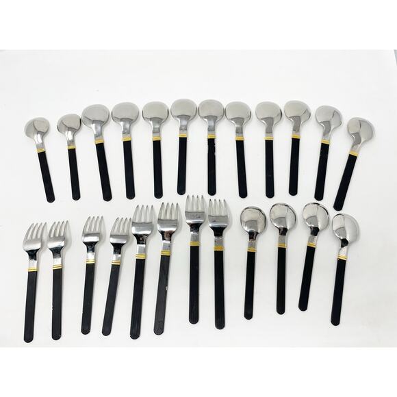 Vintage Sasaki Vignelli Japan Rigadin Matte Black Flatware Mixed Lot of 24 - Picture 9 of 16